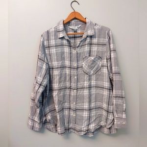 Old Navy Gray Plaid Flannel Shirt in XL
